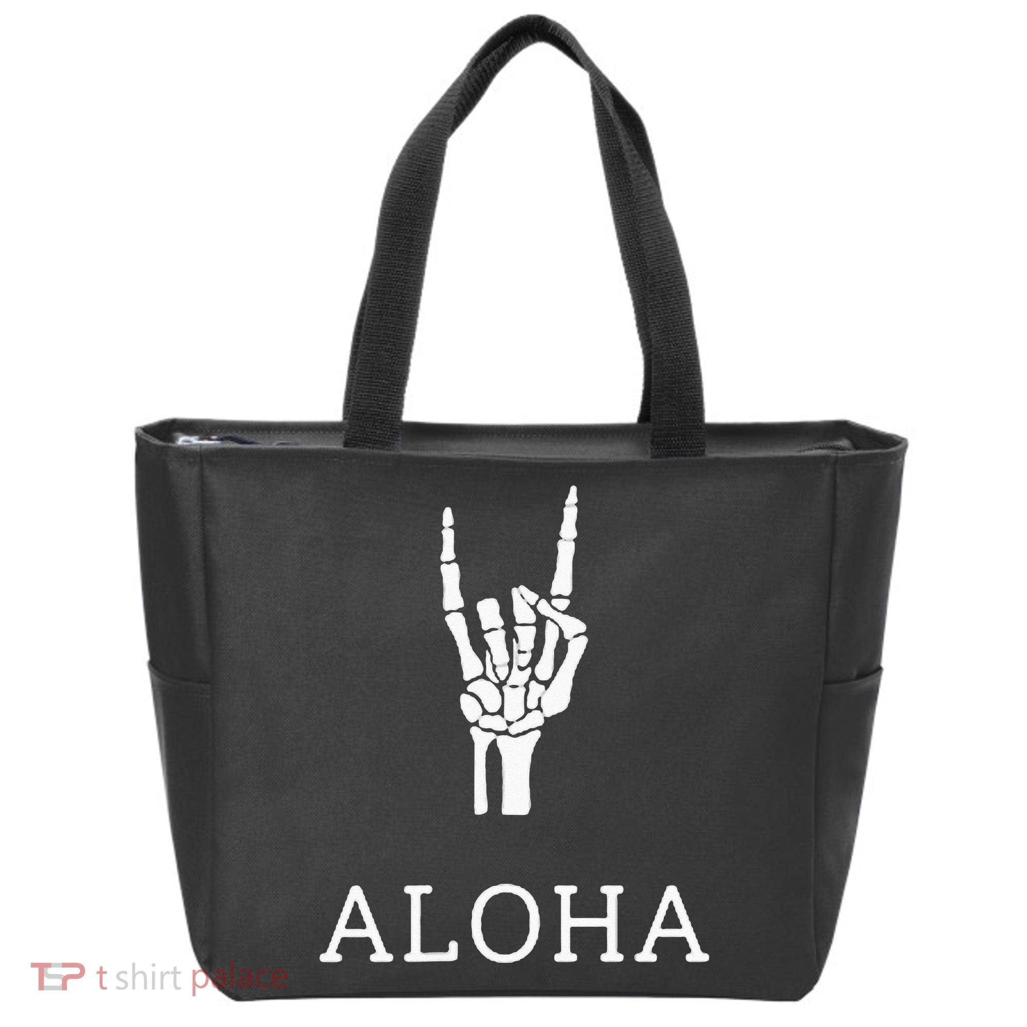 Halloween Hang Loose Skeleton Shaka Aloha – Over Left Breast Tote Bag