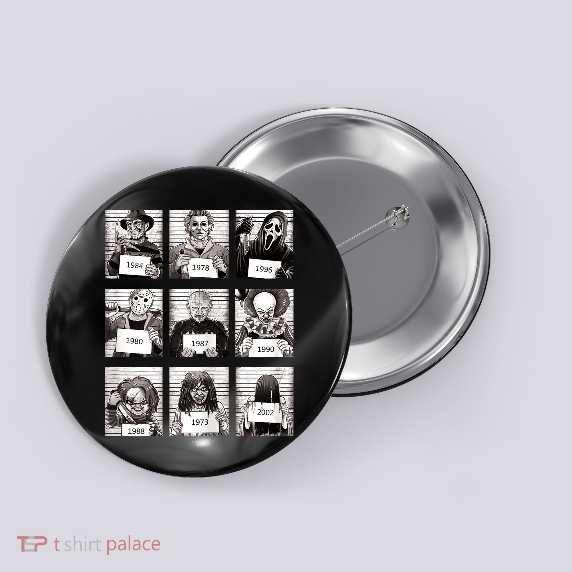 Halloween Horror Legends Killer Mugshots Creepy Fan Button