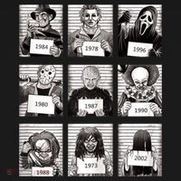 Halloween Horror Legends Killer Mugshots Creepy Fan Ladies PosiCharge Competitor Racerback Tank thumb 2