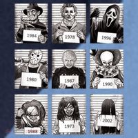 Halloween Horror Legends Killer Mugshots Creepy Fan Raglan Baseball Sleeve Shirt thumb 2