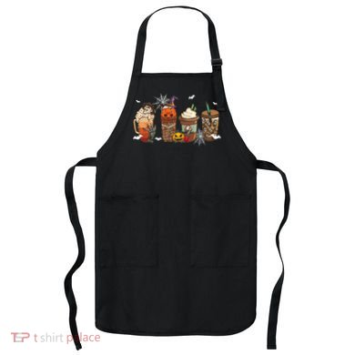 Halloween Horror Movie And Coffee Spooky Season Hello Fall Apron