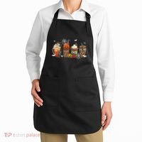 Halloween Horror Movie And Coffee Spooky Season Hello Fall Apron thumb 2