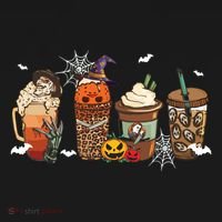 Halloween Horror Movie And Coffee Spooky Season Hello Fall Apron thumb 3