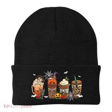 Halloween Horror Movie And Coffee Spooky Season Hello Fall Beanie