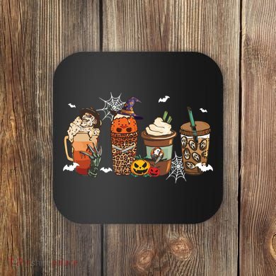 Halloween Horror Movie And Coffee Spooky Season Hello Fall Coaster