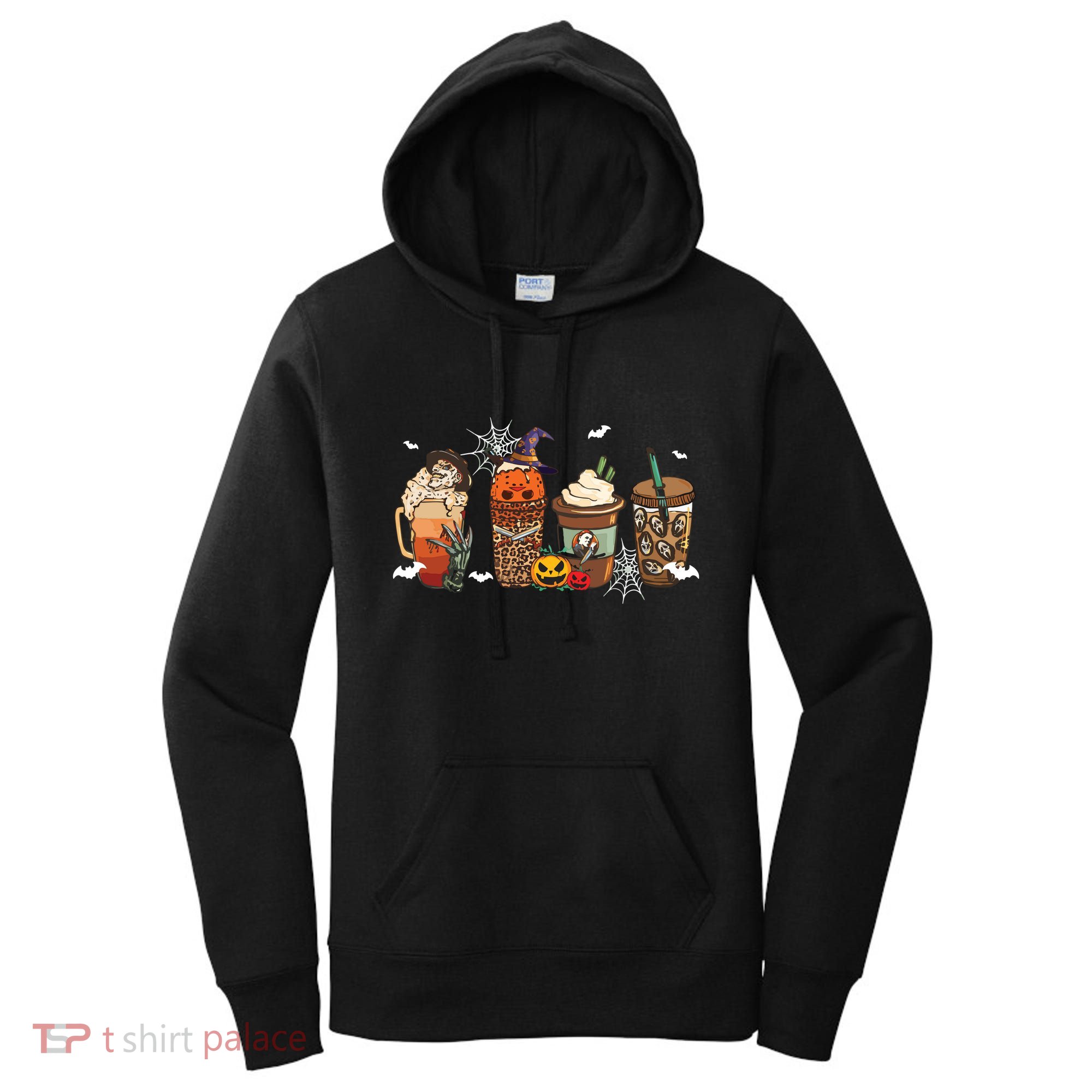 Halloween Horror Movie And Coffee Spooky Season Hello Fall Women's Hoodie