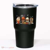 Halloween Horror Movie And Coffee Spooky Season Hello Fall Tumbler thumb 0