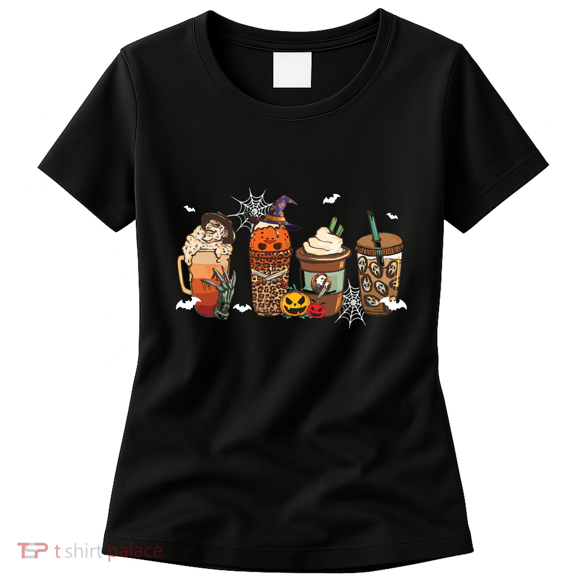 Halloween Horror Movie And Coffee Spooky Season Hello Fall Women's T-Shirt