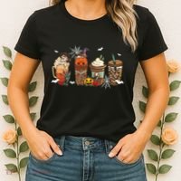 Halloween Horror Movie And Coffee Spooky Season Hello Fall Women's T-Shirt thumb 2