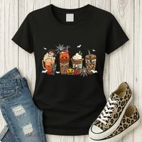 Halloween Horror Movie And Coffee Spooky Season Hello Fall Women's T-Shirt thumb 3