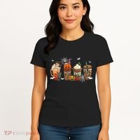 Halloween Horror Movie And Coffee Spooky Season Hello Fall Women's T-Shirt thumb 4