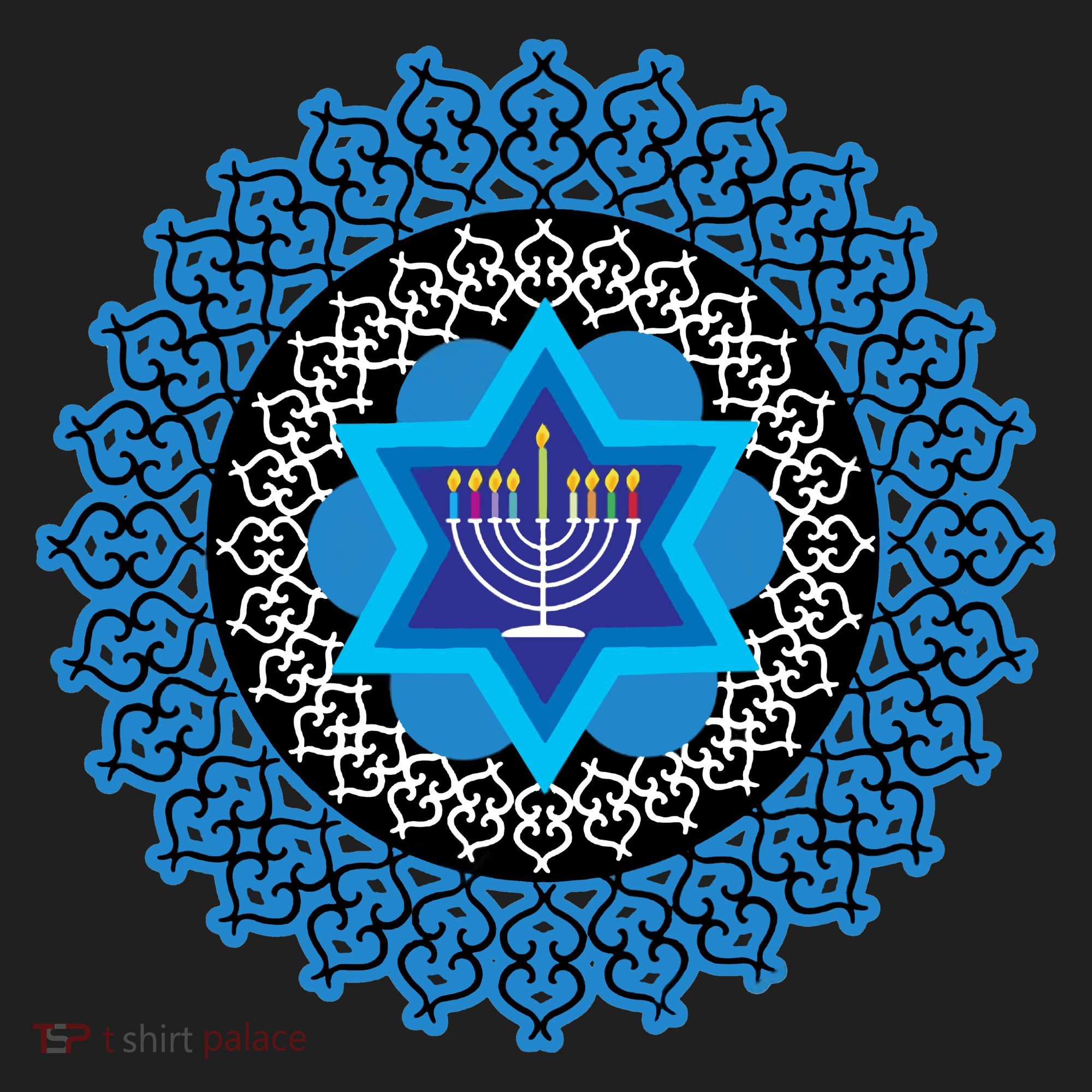 Happy Hanukkah Mandalla Star Of David Menorah Women's Sweatshirt