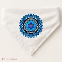 Happy Hanukkah Mandalla Star Of David Menorah USA-Made Doggie Bandana thumb 0