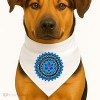 Happy Hanukkah Mandalla Star Of David Menorah USA-Made Doggie Bandana thumb 1