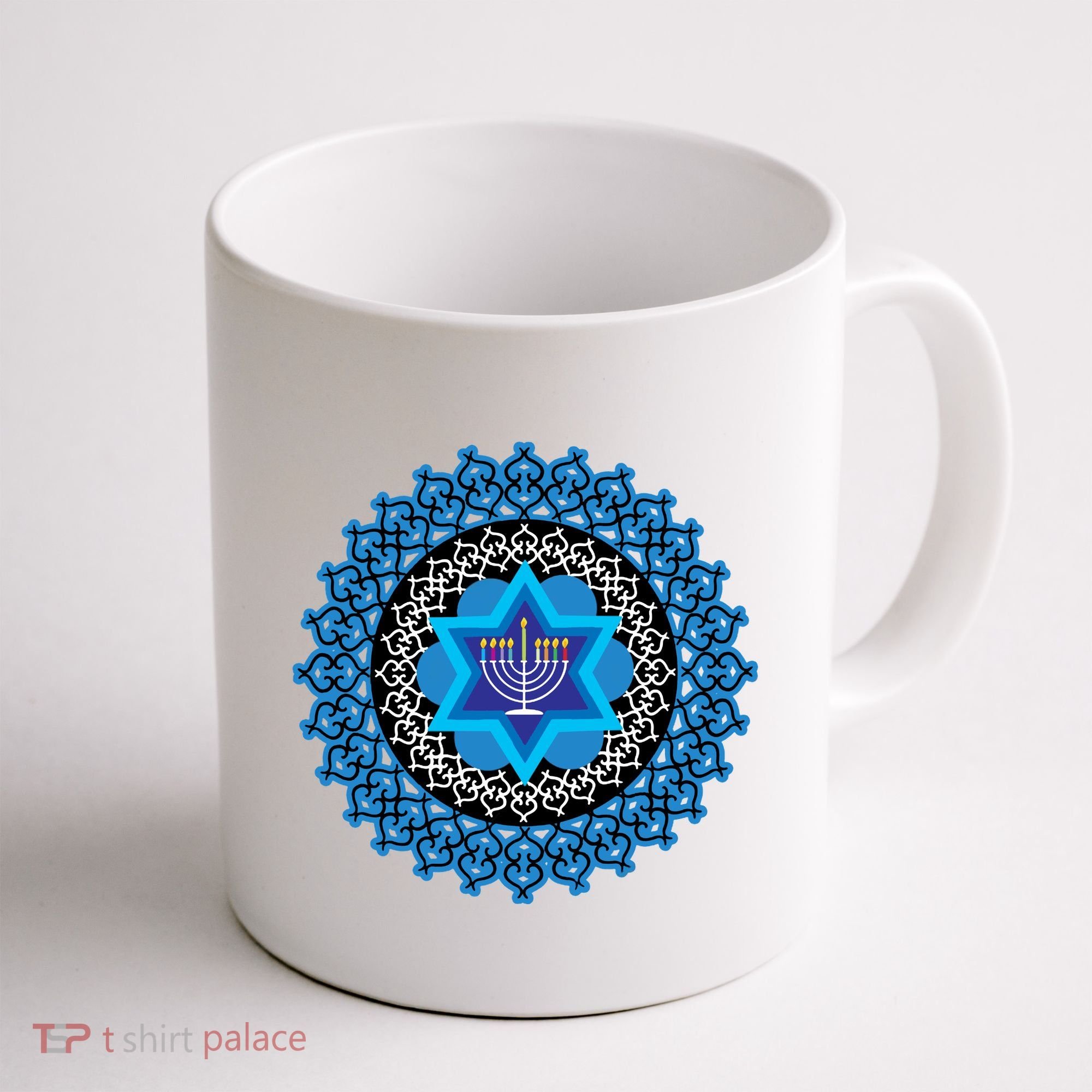 Happy Hanukkah Mandalla Star Of David Menorah Coffee Mug