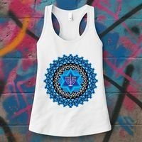 Happy Hanukkah Mandalla Star Of David Menorah Women's Tank Top thumb 3