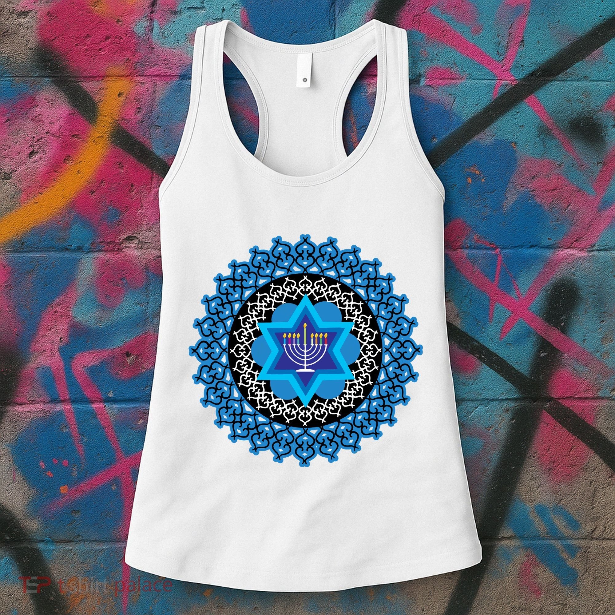 Happy Hanukkah Mandalla Star Of David Menorah Women's Tank Top