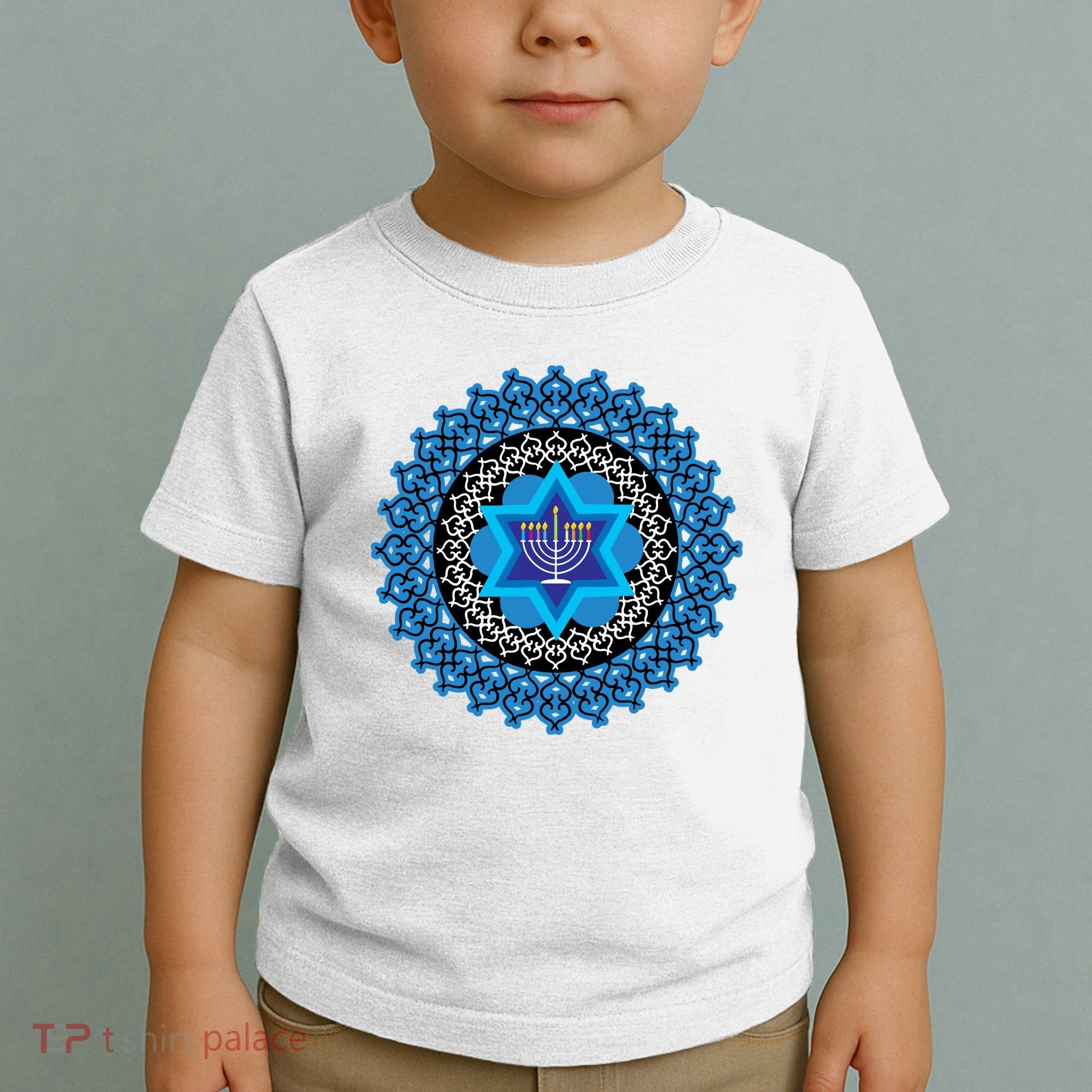 Happy Hanukkah Mandalla Star Of David Menorah Toddler T-Shirt