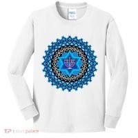 Happy Hanukkah Mandalla Star Of David Menorah Kids Long Sleeve Shirt thumb 0
