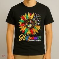 Hispanic Heritage Month Sunflowers Flags T-Shirt thumb 3