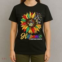 Hispanic Heritage Month Sunflowers Flags T-Shirt thumb 4