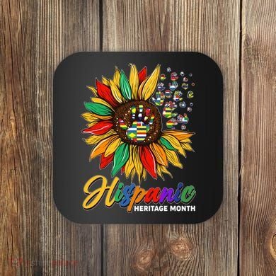 Hispanic Heritage Month Sunflowers Flags Coaster