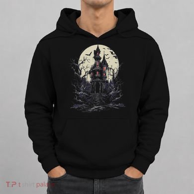Haunted House Mansion Moon Halloween Decor Hoodie
