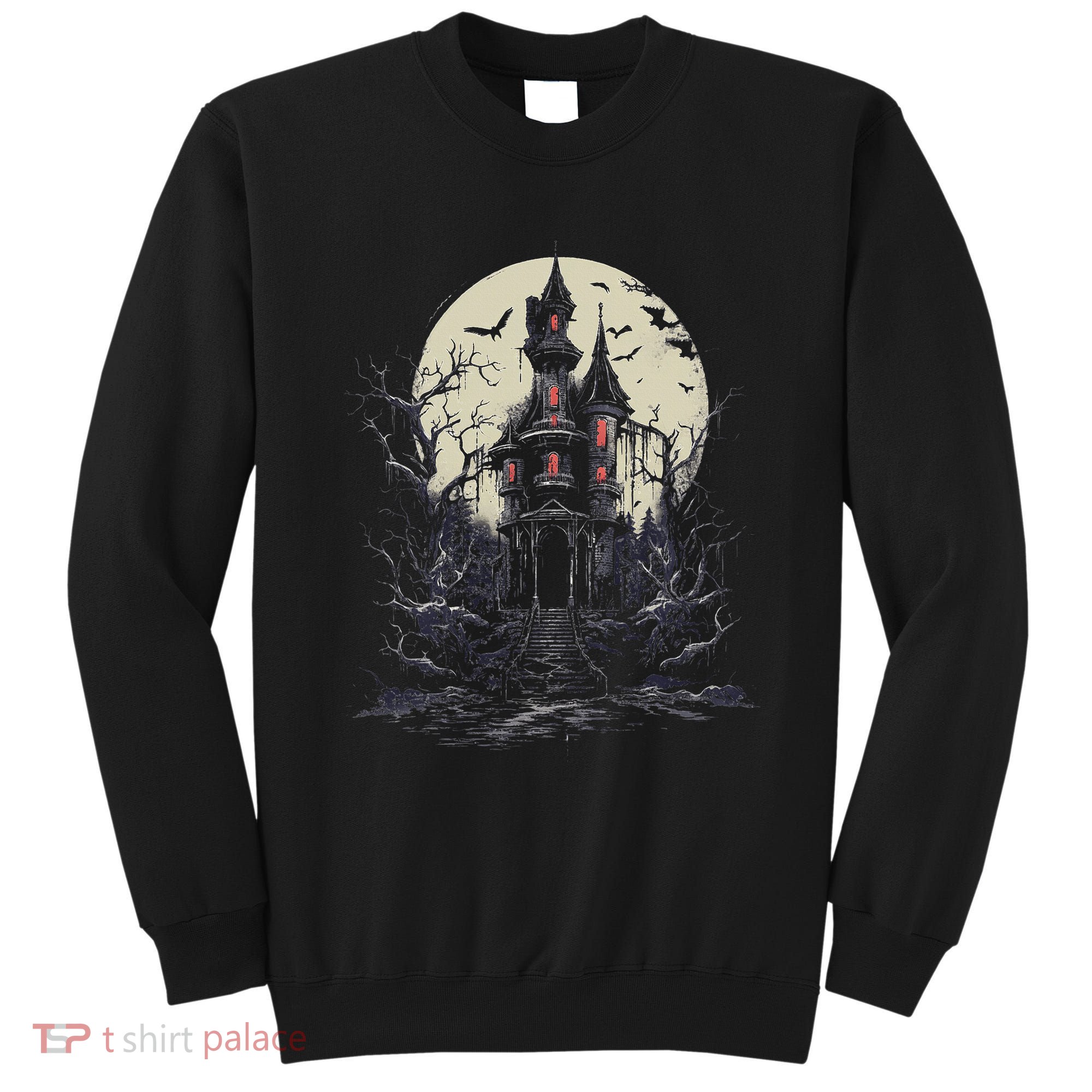 Haunted House Mansion Moon Halloween Decor Sweatshirt