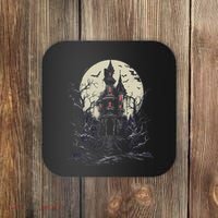 Haunted House Mansion Moon Halloween Decor Coaster thumb 0