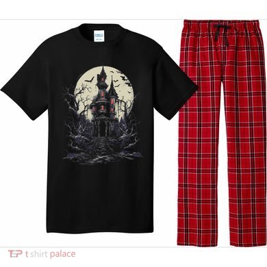 Haunted House Mansion Moon Halloween Decor Pajama Set