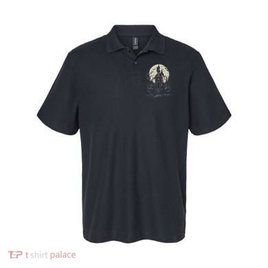 Haunted House Mansion Moon Halloween Decor Polo