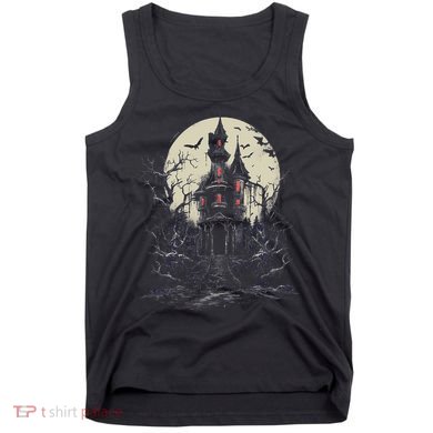 Haunted House Mansion Moon Halloween Decor Tank Top