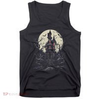 Haunted House Mansion Moon Halloween Decor Tank Top thumb 0