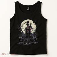 Haunted House Mansion Moon Halloween Decor Tank Top thumb 2