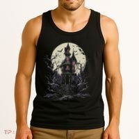 Haunted House Mansion Moon Halloween Decor Tank Top thumb 3