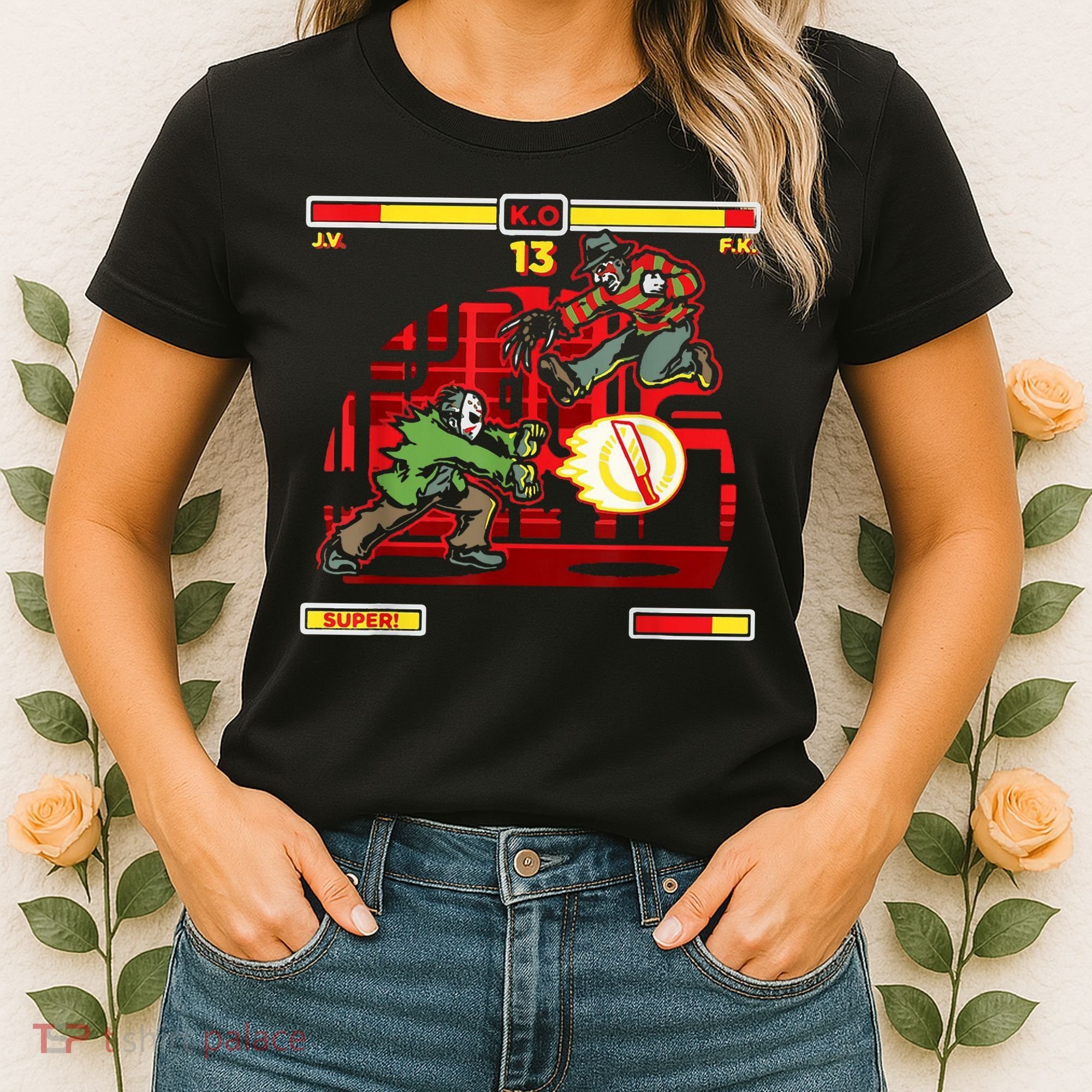 Halloween Horror Movie Characters Match Up KO Women's T-Shirt