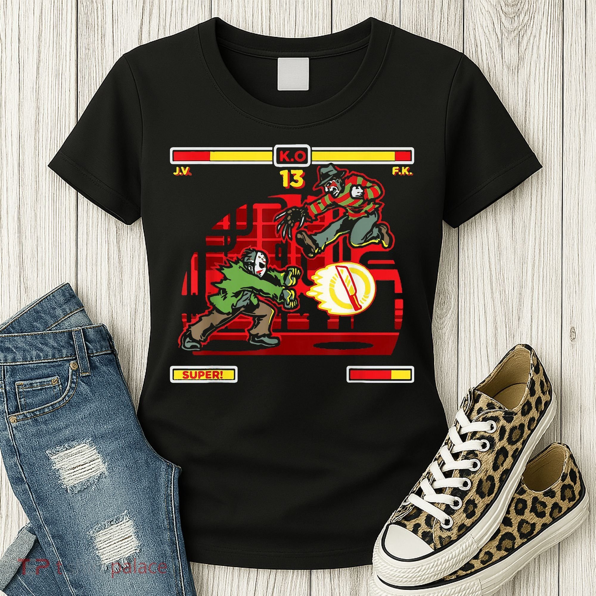 Halloween Horror Movie Characters Match Up KO Women's T-Shirt