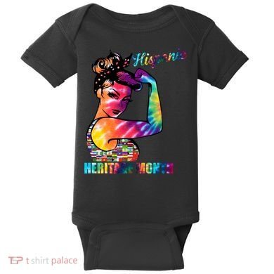 Hispanic Heritage Month Messy Bun Colorful Baby Bodysuit