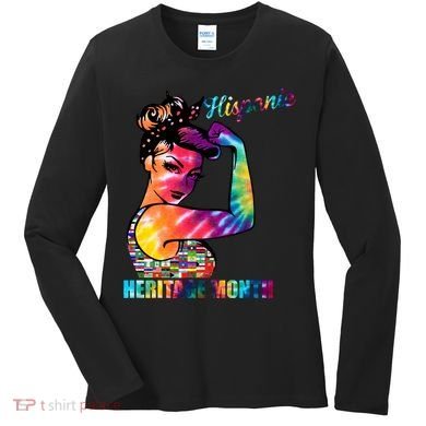 Hispanic Heritage Month Messy Bun Colorful Women's Long Sleeve Shirt