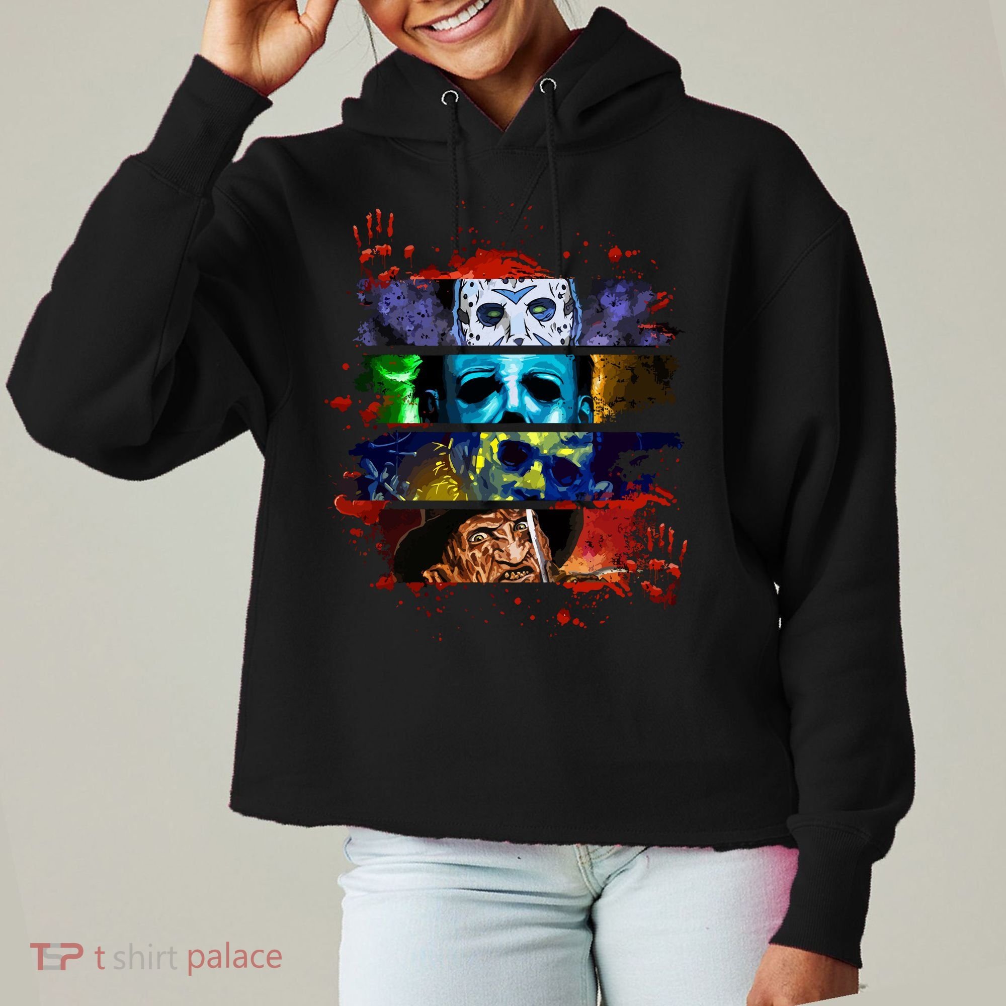 Halloween Horror Movies Characters Spooky Killer Ladies Heavyweight Boxy Pullover Hoodie