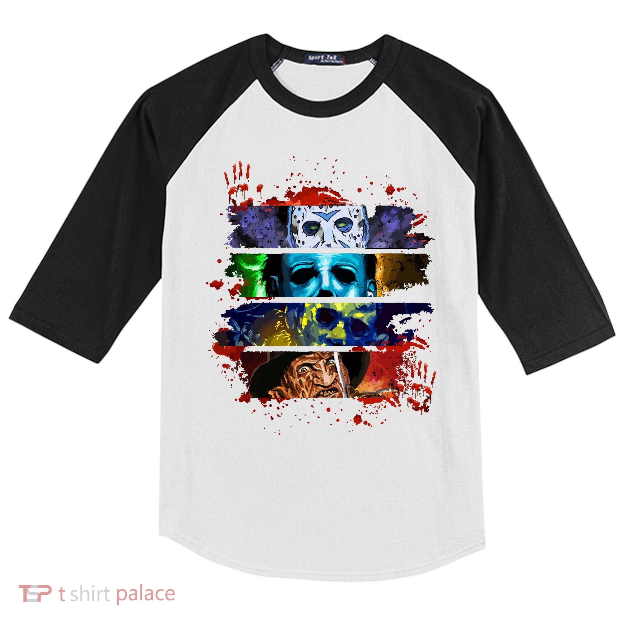 Halloween Horror Movies Characters Spooky Killer Kids Colorblock Raglan Jersey