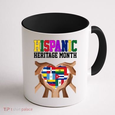 Hispanic Heritage Month Heart Hands Coffee Mug back