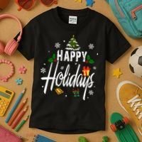 Happy Holidays | Merry Christmas Kids T-Shirt thumb 3