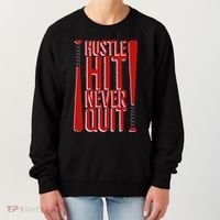 Hustle Hit Never Quit Baseball Saying Practice Workout Fan Women's Sweatshirt thumb 0
