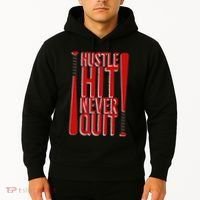 Hustle Hit Never Quit Baseball Saying Practice Workout Fan Hoodie thumb 2