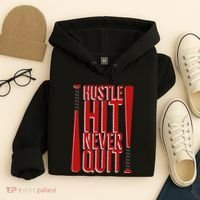 Hustle Hit Never Quit Baseball Saying Practice Workout Fan Hoodie thumb 4