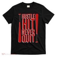 Hustle Hit Never Quit Baseball Saying Practice Workout Fan T-Shirt thumb 0