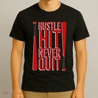 Hustle Hit Never Quit Baseball Saying Practice Workout Fan T-Shirt thumb 3