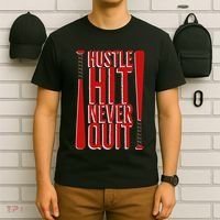Hustle Hit Never Quit Baseball Saying Practice Workout Fan T-Shirt thumb 6