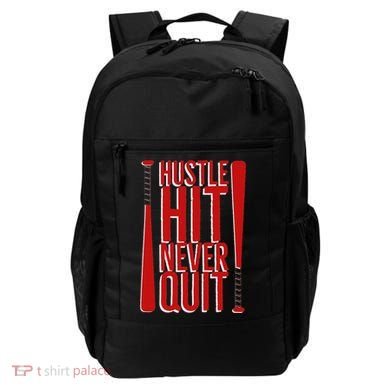 Hustle Hit Never Quit Baseball Saying Practice Workout Fan Backpack